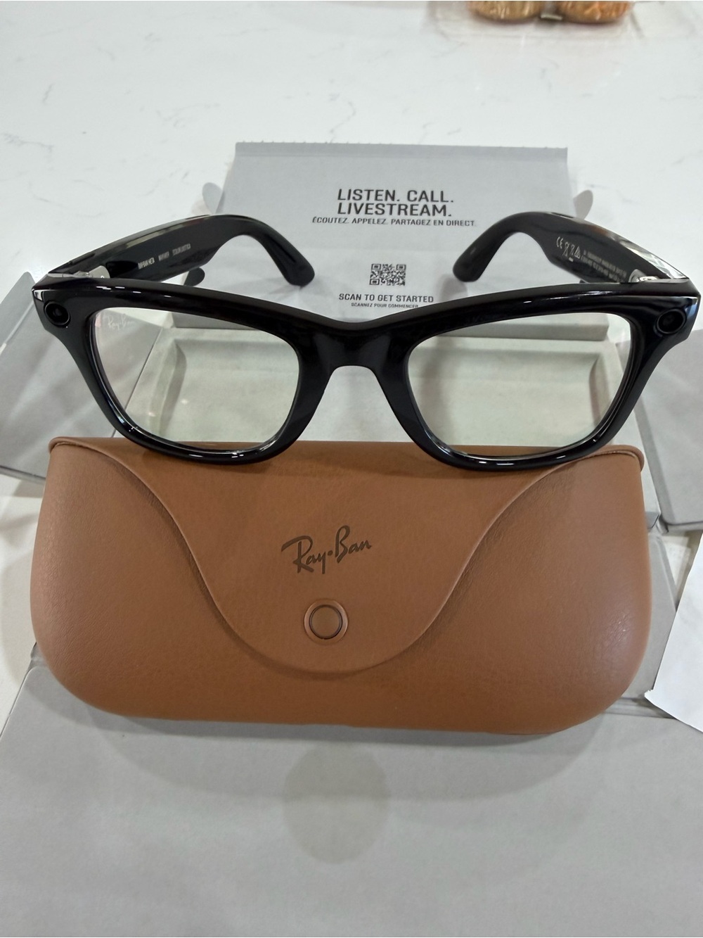 Ray-Ban Meta Men's Black Frame Glasses with Tan Case